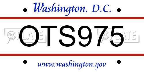 OTS975 District Of Columbia License Plate