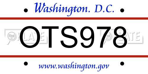 OTS978 District Of Columbia License Plate
