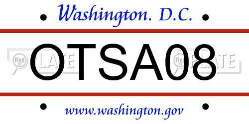 OTSA08 District Of Columbia License Plate