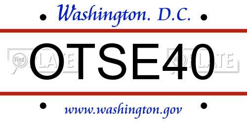 OTSE40 District Of Columbia License Plate