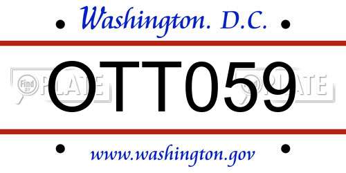 OTT059 District Of Columbia License Plate