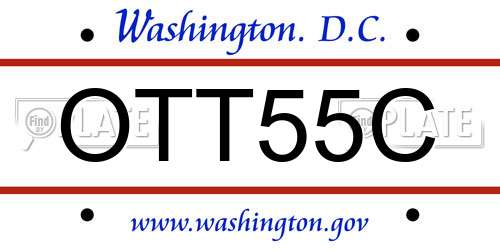 OTT55C District Of Columbia License Plate