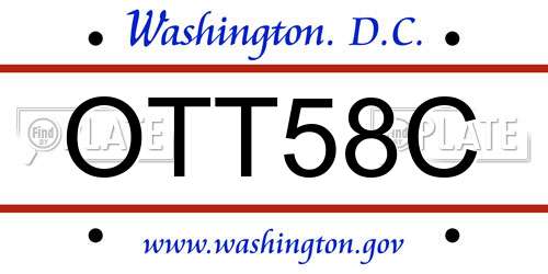 OTT58C District Of Columbia License Plate