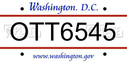 OTT6545 District Of Columbia License Plate