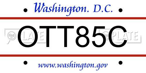 OTT85C District Of Columbia License Plate