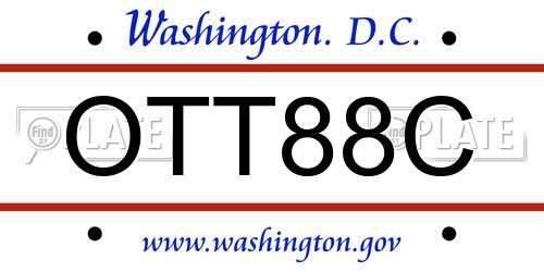 OTT88C District Of Columbia License Plate