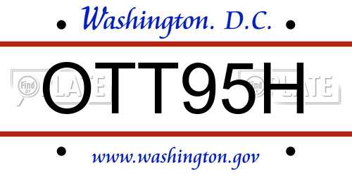 OTT95H District Of Columbia License Plate