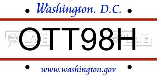 OTT98H District Of Columbia License Plate