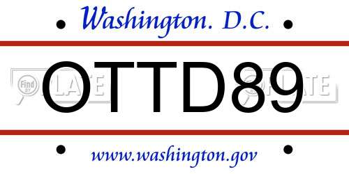OTTD89 District Of Columbia License Plate