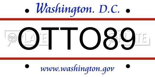 OTTO89 District Of Columbia License Plate