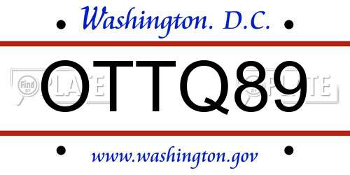 OTTQ89 District Of Columbia License Plate