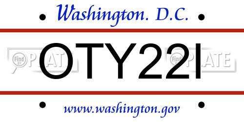 OTY22I District Of Columbia License Plate