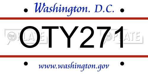 OTY271 District Of Columbia License Plate