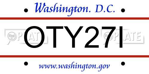 OTY27I District Of Columbia License Plate