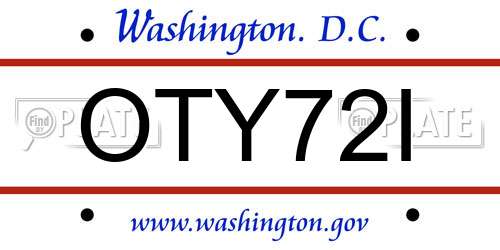 OTY72I District Of Columbia License Plate