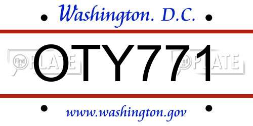 OTY771 District Of Columbia License Plate