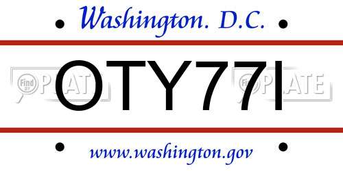 OTY77I District Of Columbia License Plate