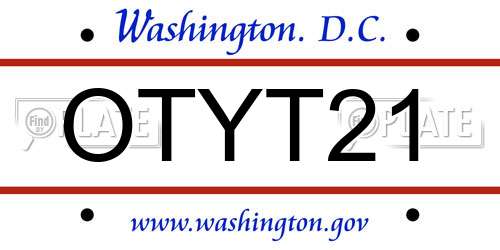 OTYT21 District Of Columbia License Plate
