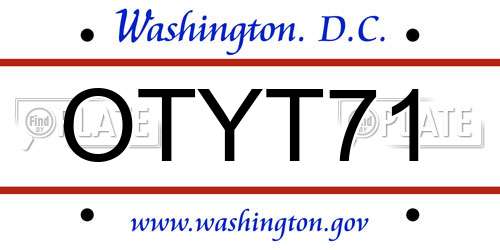 OTYT71 District Of Columbia License Plate