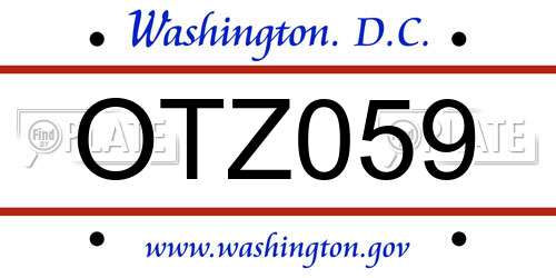 OTZ059 District Of Columbia License Plate