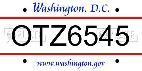 OTZ6545 District Of Columbia License Plate