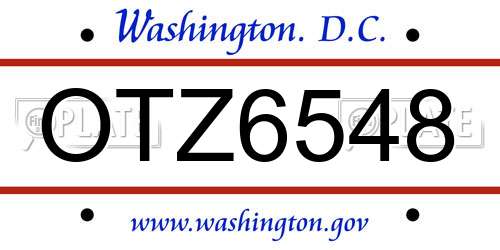 OTZ6548 District Of Columbia License Plate