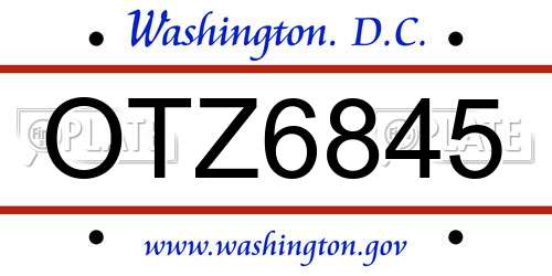 OTZ6845 District Of Columbia License Plate