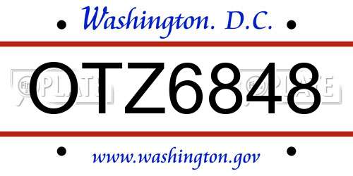 OTZ6848 District Of Columbia License Plate