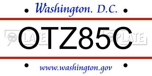 OTZ85C District Of Columbia License Plate