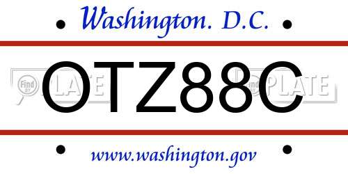 OTZ88C District Of Columbia License Plate