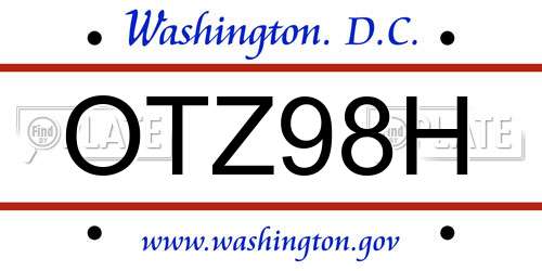 OTZ98H District Of Columbia License Plate