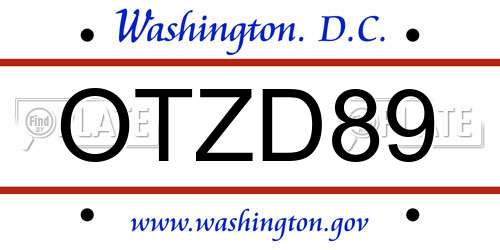 OTZD89 District Of Columbia License Plate