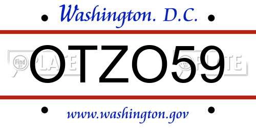 OTZO59 District Of Columbia License Plate
