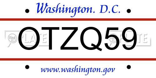OTZQ59 District Of Columbia License Plate