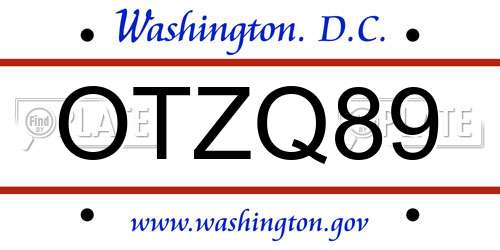OTZQ89 District Of Columbia License Plate