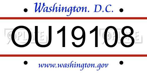 OU19108 District Of Columbia License Plate