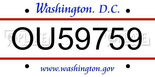 OU59759 District Of Columbia License Plate