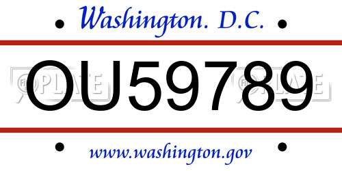 OU59789 District Of Columbia License Plate