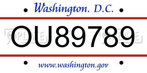 OU89789 District Of Columbia License Plate