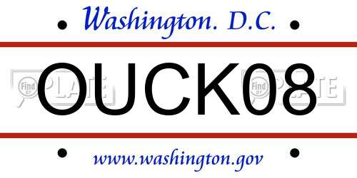OUCK08 District Of Columbia License Plate