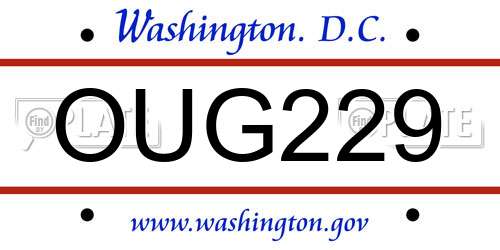 OUG229 District Of Columbia License Plate