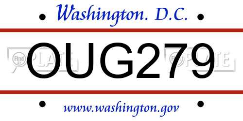 OUG279 District Of Columbia License Plate