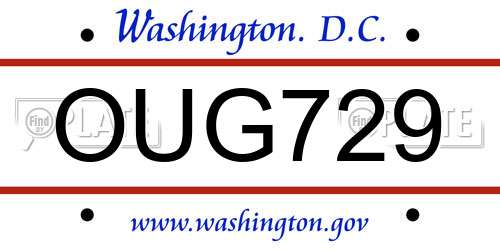OUG729 District Of Columbia License Plate