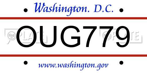 OUG779 District Of Columbia License Plate