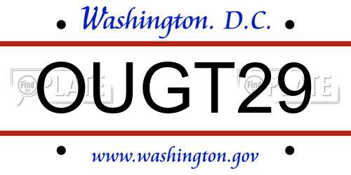 OUGT29 District Of Columbia License Plate