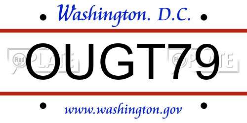 OUGT79 District Of Columbia License Plate