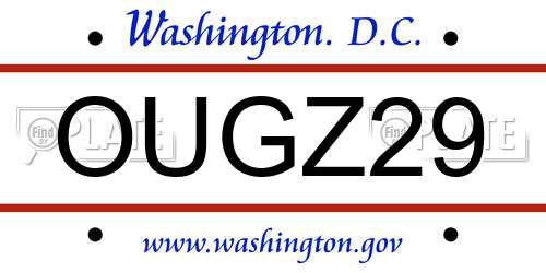 OUGZ29 District Of Columbia License Plate