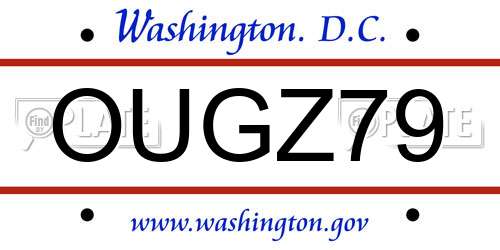 OUGZ79 District Of Columbia License Plate