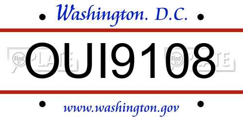 OUI9108 District Of Columbia License Plate
