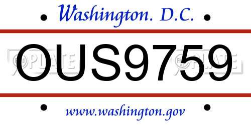 OUS9759 District Of Columbia License Plate